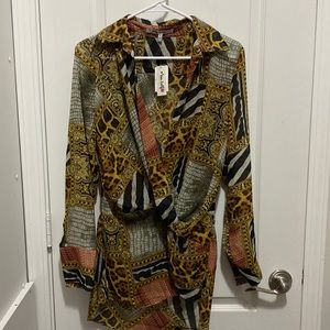 Animal print long sleeve blouse